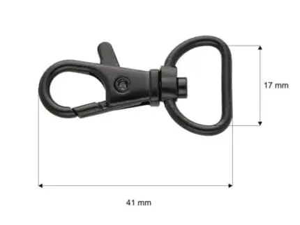 Karabińczyk metalowy 17x41mm (rybka) CZARNY MAT