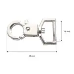 Karabińczyk metalowy 18x45mm SREBRNY