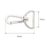 Karabińczyk metalowy 19x34mm SREBRNY