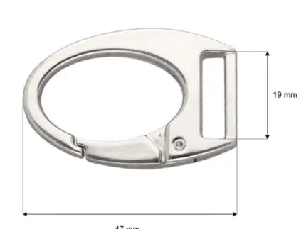 Karabińczyk metalowy 19x47mm SREBRNY (18)