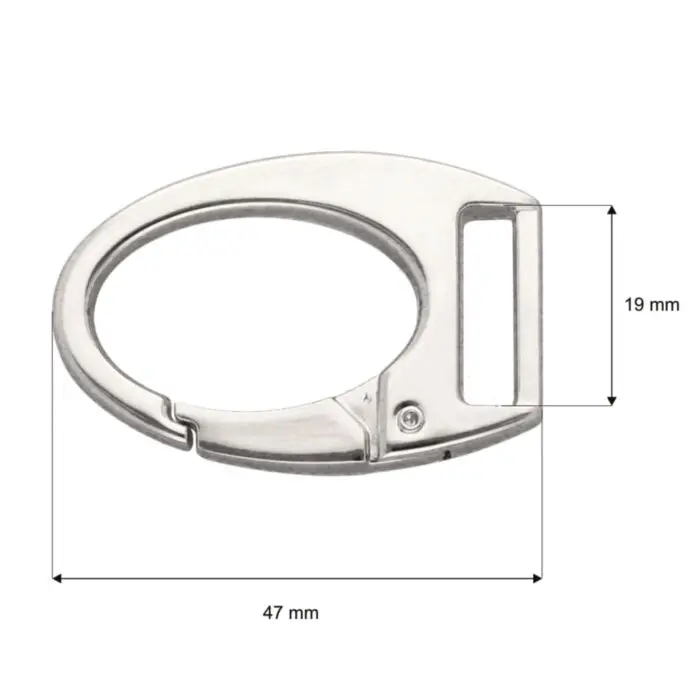 Karabińczyk metalowy 19x47mm SREBRNY (18)