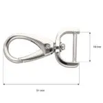 Karabińczyk metalowy 19x51mm SREBRNY (11)