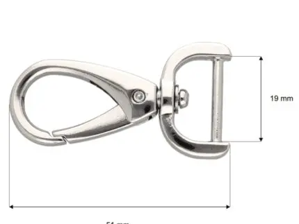 Karabińczyk metalowy 19x51mm SREBRNY (11)