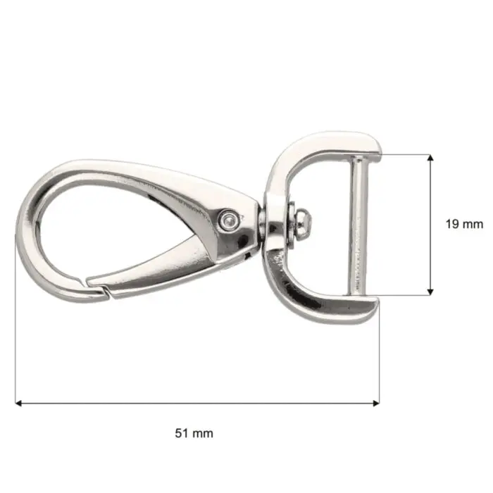 Karabińczyk metalowy 19x51mm SREBRNY (11)