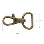 Karabińczyk metalowy 20x43mm rybka STARE ZŁOTO