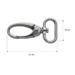 Karabińczyk metalowy 20x47mm CZARNY NIKIEL