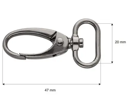 Karabińczyk metalowy 20x47mm CZARNY NIKIEL (4)