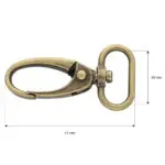 Karabińczyk metalowy 20x47mm STARE ZŁOTO (3)