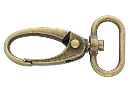 Karabińczyk metalowy 20x47mm STARE ZŁOTO (3)