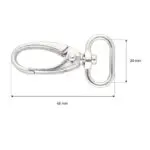 Karabińczyk metalowy 20x48mm SREBRNY