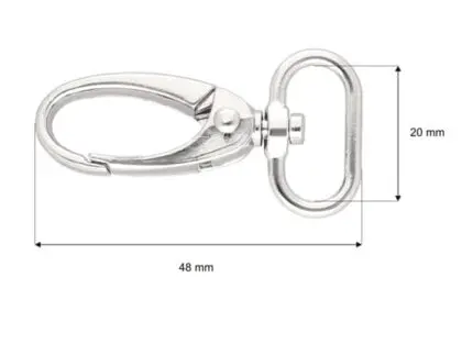 Karabińczyk metalowy 20x48mm SREBRNY