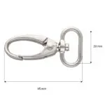 Karabińczyk metalowy 20x48mm SREBRNY MAT(2)