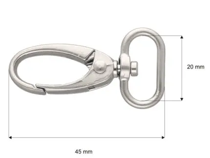 Karabińczyk metalowy 20x48mm SREBRNY MAT(2)