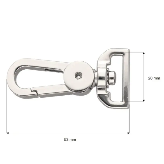 Karabińczyk metalowy 20x53mm SREBRNY (14)