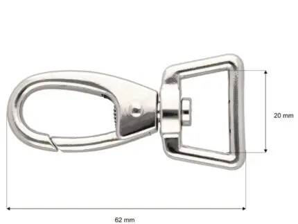 Karabińczyk metalowy 20x62mm SREBRNY (5)