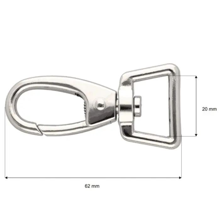 Karabińczyk metalowy 20x62mm SREBRNY (5)