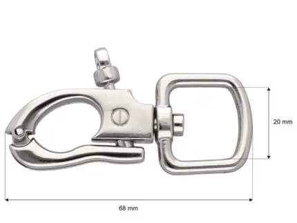 Karabińczyk metalowy 20x68mm SREBRNY (12)