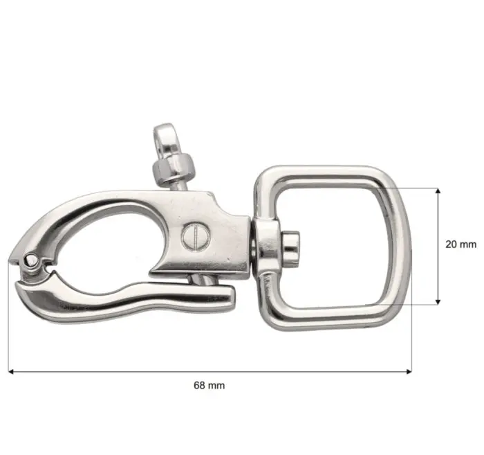 Karabińczyk metalowy 20x68mm SREBRNY (12)