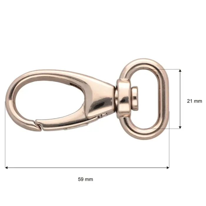 Karabińczyk metalowy 21x59mm JASNE ZŁOTO (17)