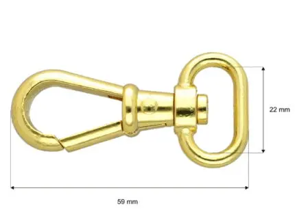 Karabińczyk metalowy 22x59mm ZŁOTY (7)