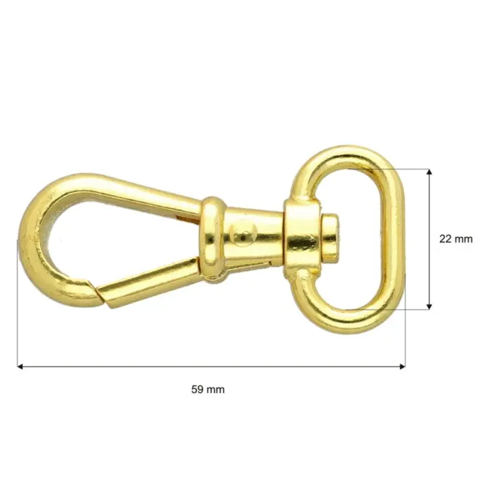 Karabińczyk metalowy 22x59mm ZŁOTY (7)
