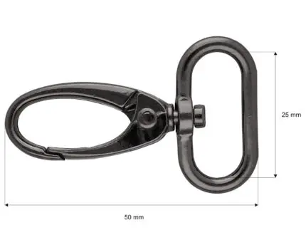 Karabińczyk metalowy 25x50mm CZARNY NIKIEL (4)