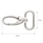 Karabińczyk metalowy 25x50mm SREBRNY MAT(2)