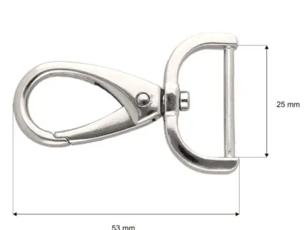 Karabińczyk metalowy 25x53mm SREBRNY (16)