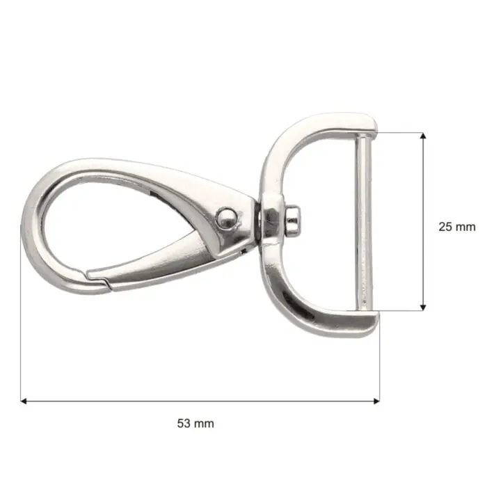 Karabińczyk metalowy 25x53mm SREBRNY (16)
