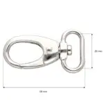 Karabińczyk metalowy 25x59mm SREBRNY (15)