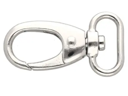 Karabińczyk metalowy 25x59mm SREBRNY (15)