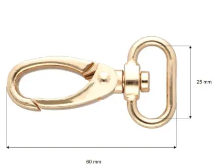Karabińczyk metalowy 25x60mm ZŁOTY (12)