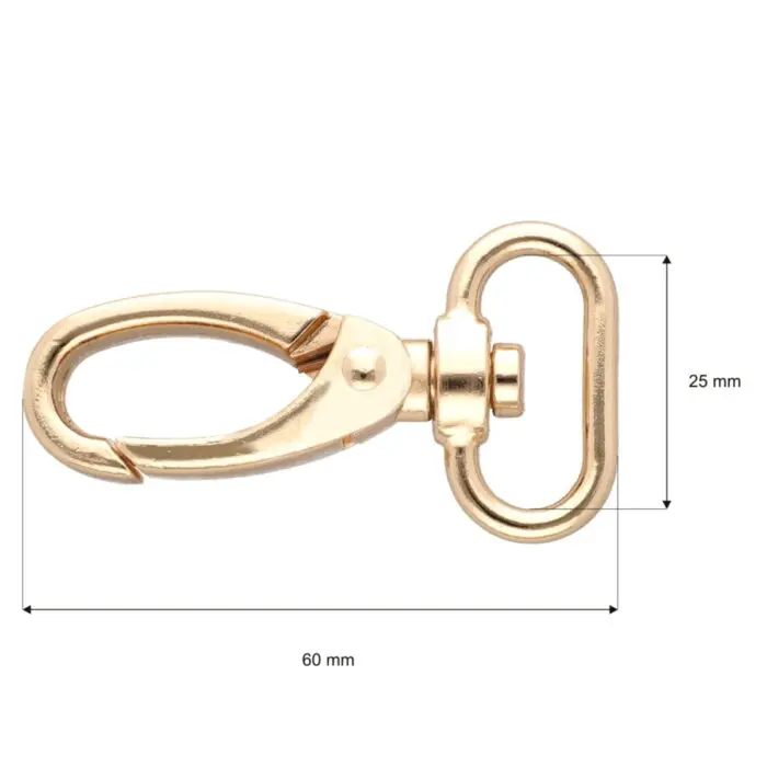 Karabińczyk metalowy 25x60mm ZŁOTY (12)