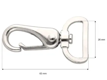 Karabińczyk metalowy 26x63mm SREBRNY (17)