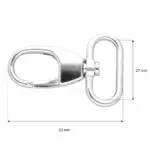 Karabińczyk metalowy 27x53mm SREBRNY (5)
