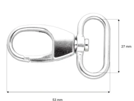 Karabińczyk metalowy 27x53mm SREBRNY (5)