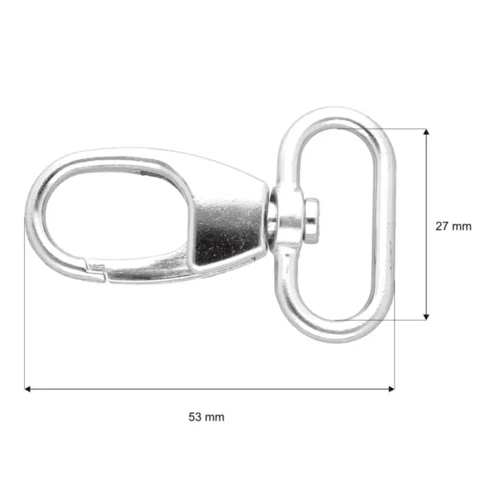 Karabińczyk metalowy 27x53mm SREBRNY (5)