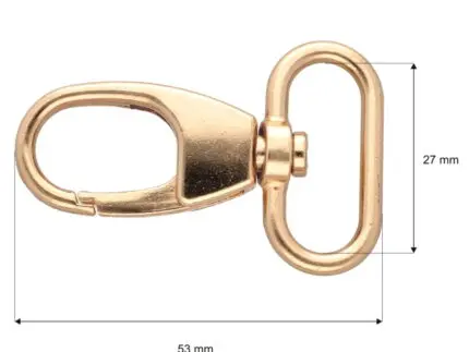 Karabińczyk metalowy 27x53mm ZŁOTY (6)