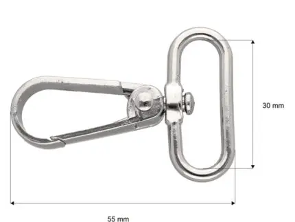 Karabińczyk metalowy 30x55mm SREBRNY (1)