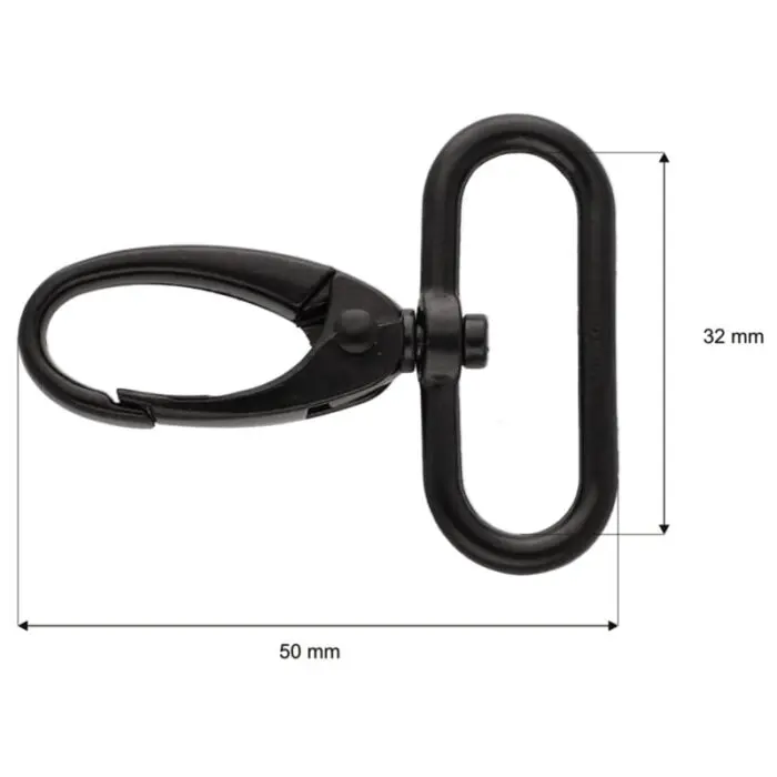 Karabińczyk metalowy 32x50mm CZARNY MAT (7)