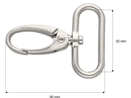 Karabińczyk metalowy 32x50mm SREBRNY MAT (3)