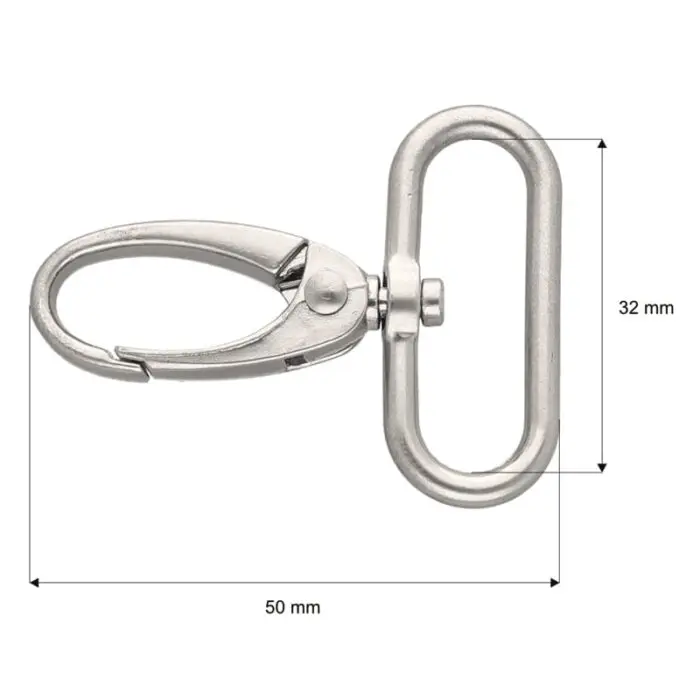 Karabińczyk metalowy 32x50mm SREBRNY MAT (3)