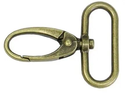 Karabińczyk metalowy 32x50mm STARE ZŁOTO (5)