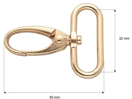 Karabińczyk metalowy 32x50mm ZŁOTY (4)