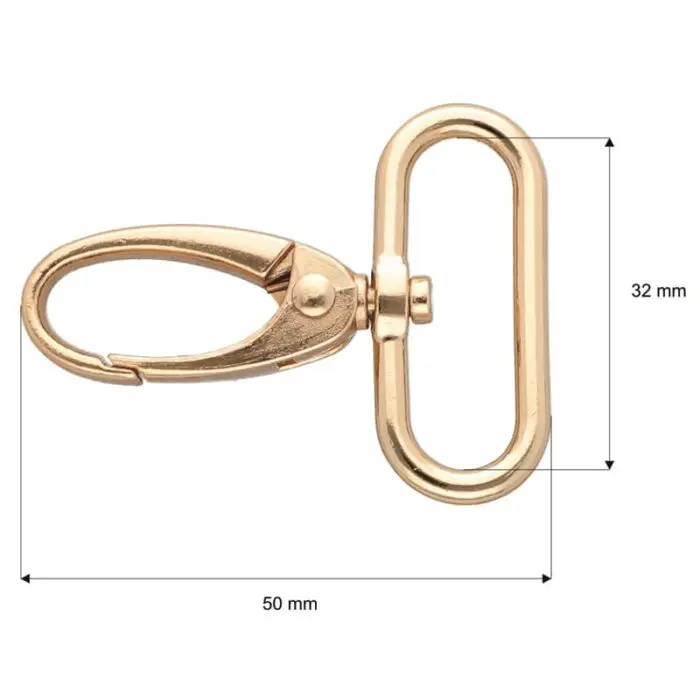 Karabińczyk metalowy 32x50mm ZŁOTY (4)