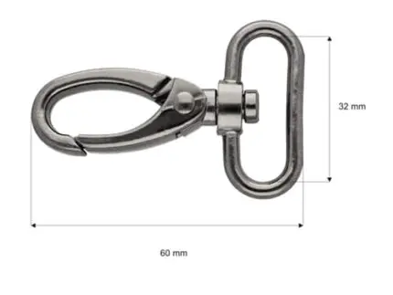 Karabińczyk metalowy 32x60 CZARNY NIKIEL