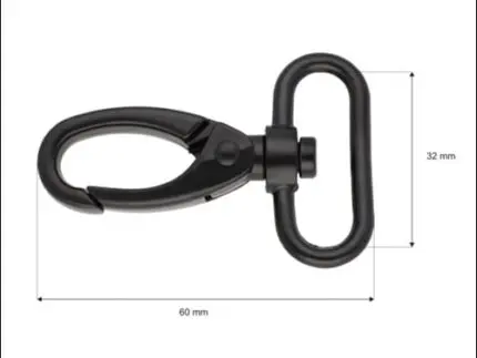 Karabińczyk metalowy 32x60mm CZARNY MAT