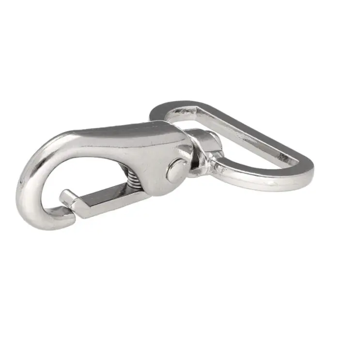 Karabińczyk metalowy 32x65mm SREBRNY (22)