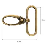 Karabińczyk metalowy 38x50mm STARE ZŁOTO (3)