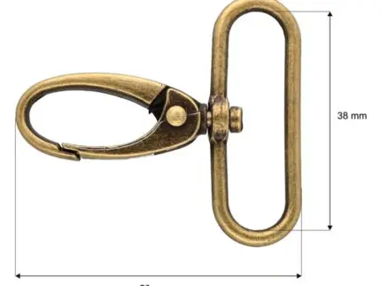Karabińczyk metalowy 38x50mm STARE ZŁOTO (3)
